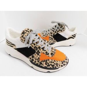 White Raven Leopard Print Platform Fashion Sneakers Women's Sz 8.5
